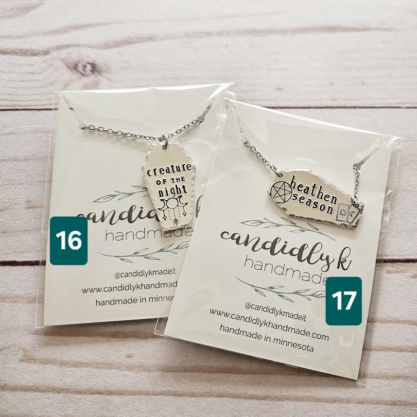 Hand Stamped Coffin and Gravestone Necklaces - Ready to Ship - One of a Kind