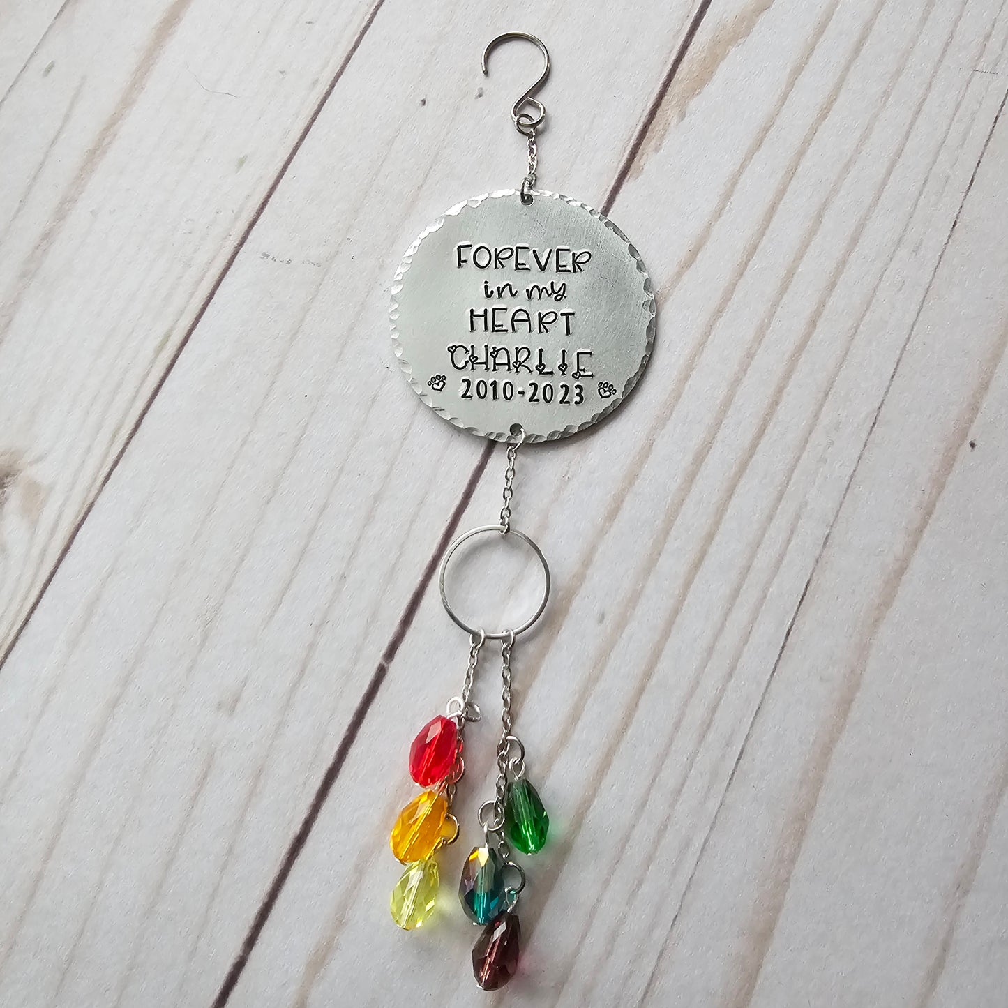 Rainbow Bridge Pet Memorial Suncatcher, Unique Pet Sympathy Gift, Pet Remembrance Ornament, Loss of Dog or Cat, Forever In My Heart with Pets Name, Crystal Dog Gifts