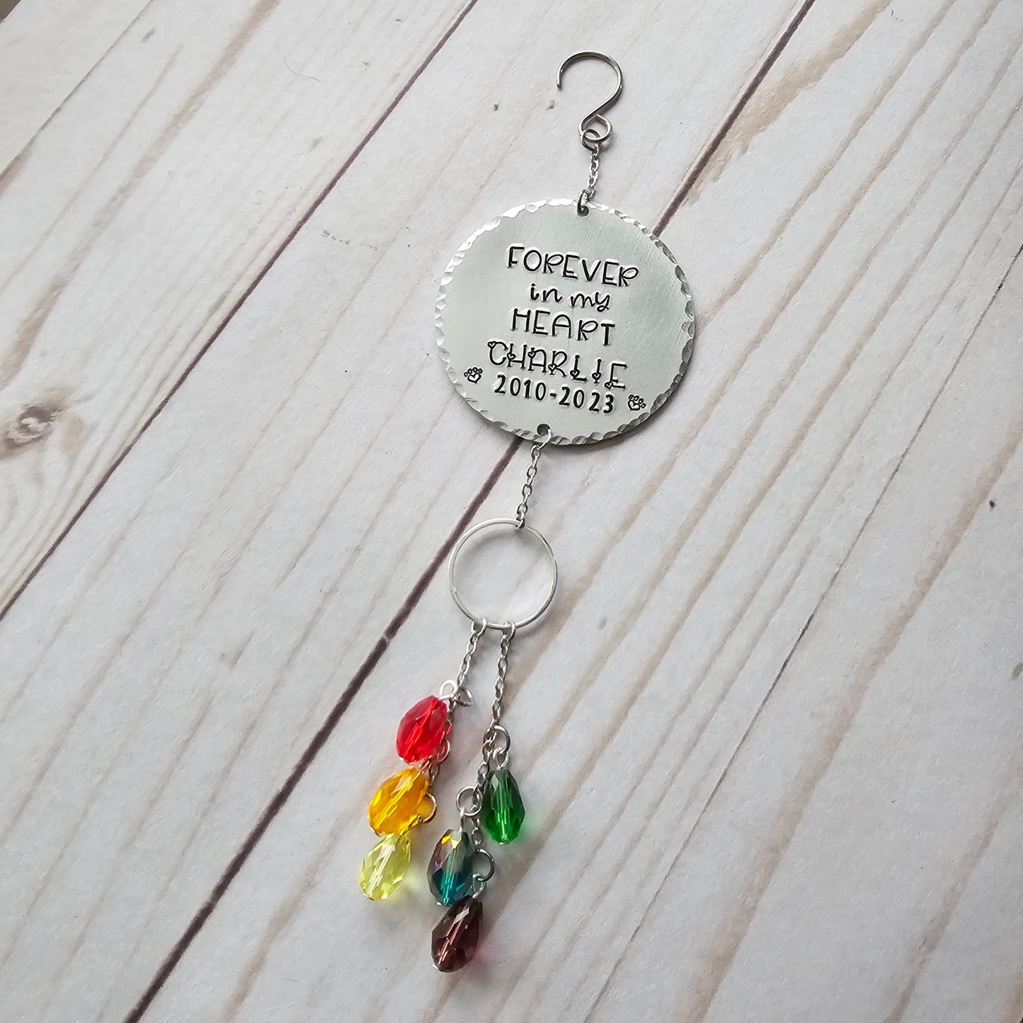 Rainbow Bridge Pet Memorial Suncatcher, Unique Pet Sympathy Gift, Pet Remembrance Ornament, Loss of Dog or Cat, Forever In My Heart with Pets Name, Crystal Dog Gifts