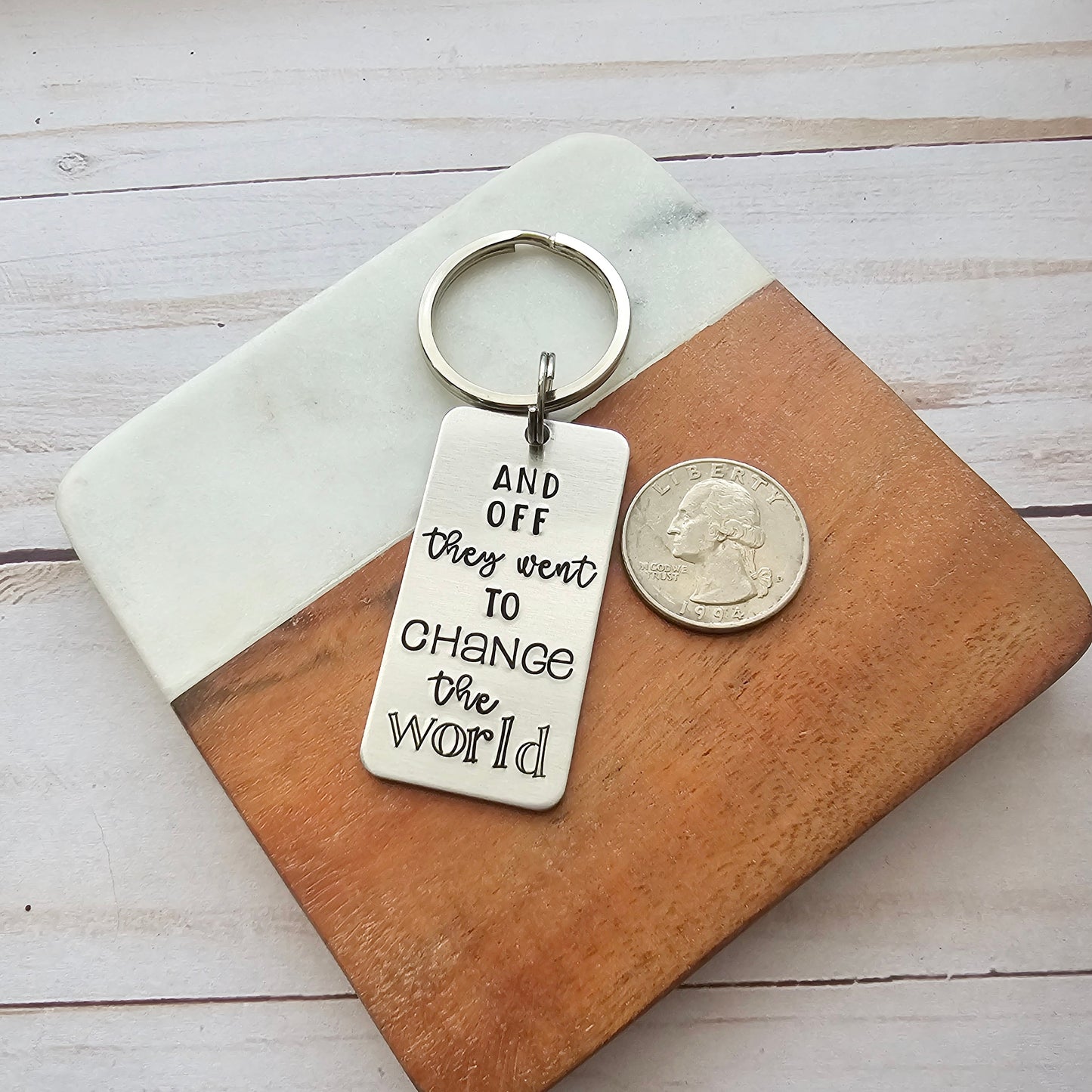 And Off They Went To Change The World, Non Binary Graduation Keychain, Custom Class of 2025, Inspirational High School Senior Gifts for Them