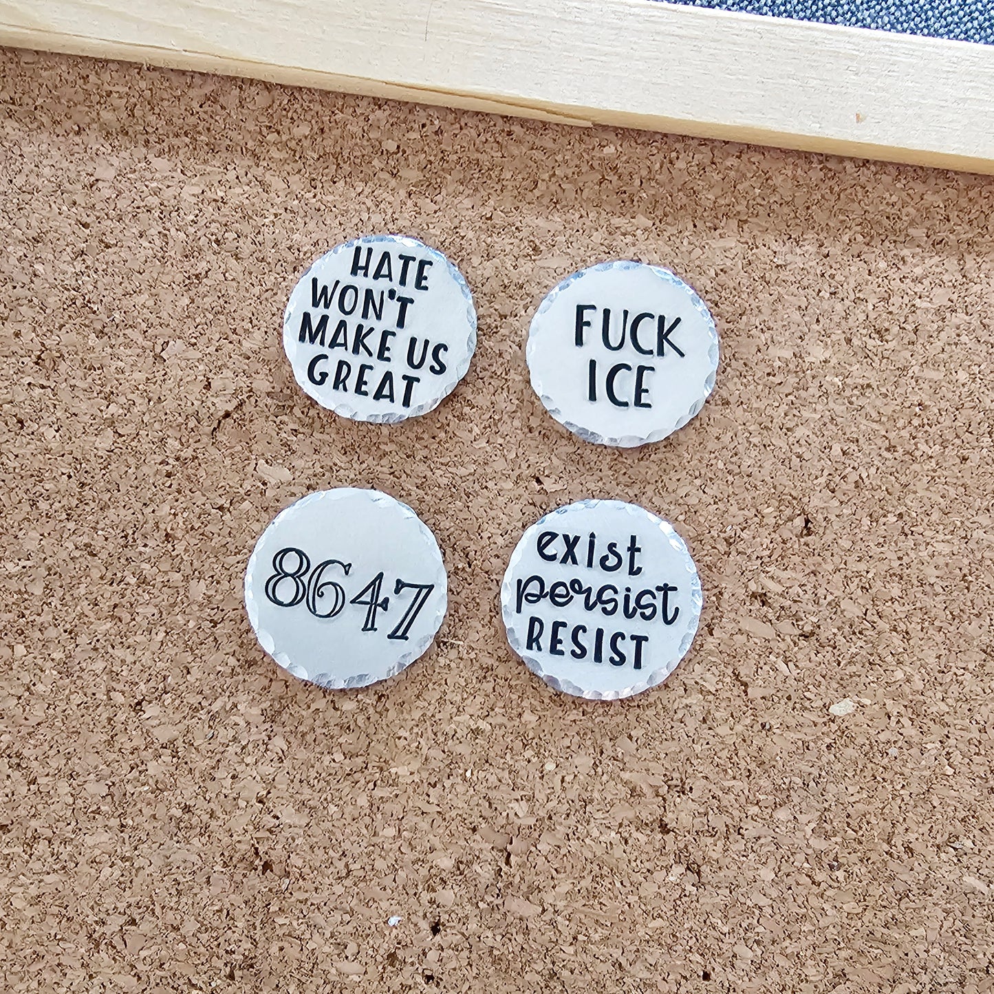 Choice of 1 Pin, Hate Won't Make Us Great, F Ice, 8647, Exist Persist Resist