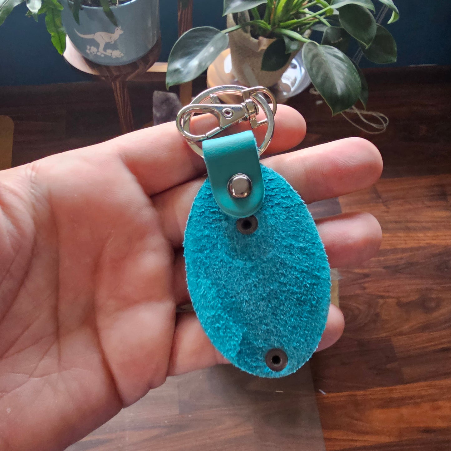 Leather Keychain Identification Tag, If Found Please Text, ID Tag for Backpack, Purse, Luggage, Laptop Bag, Diaper Bag, Sports Equipment Bag