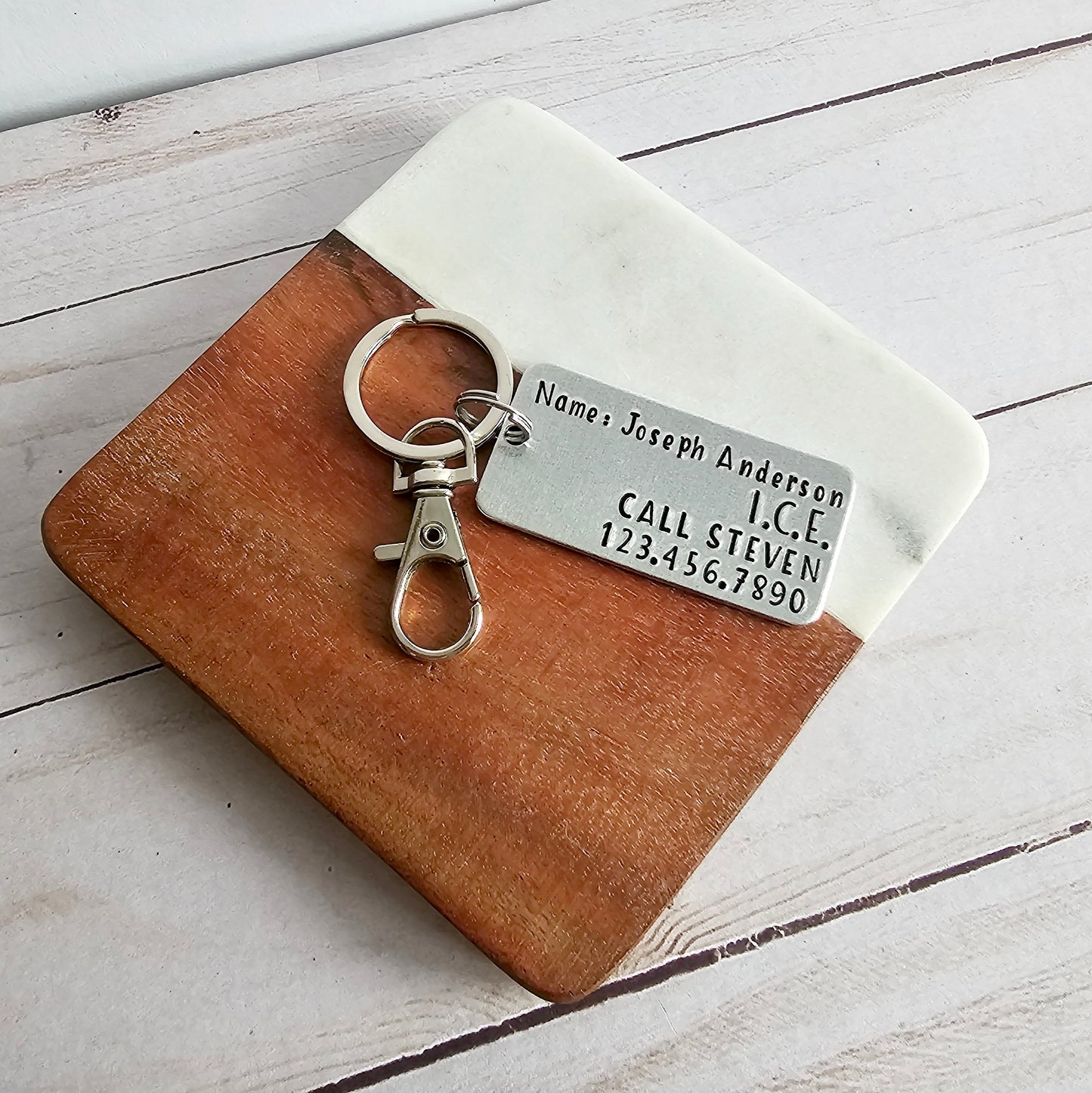 Name Identification Tag, ICE Call Contact Info, Metal ID Backpack Tags, In Case Of Emergency Key Chain, Custom Keychain for Men