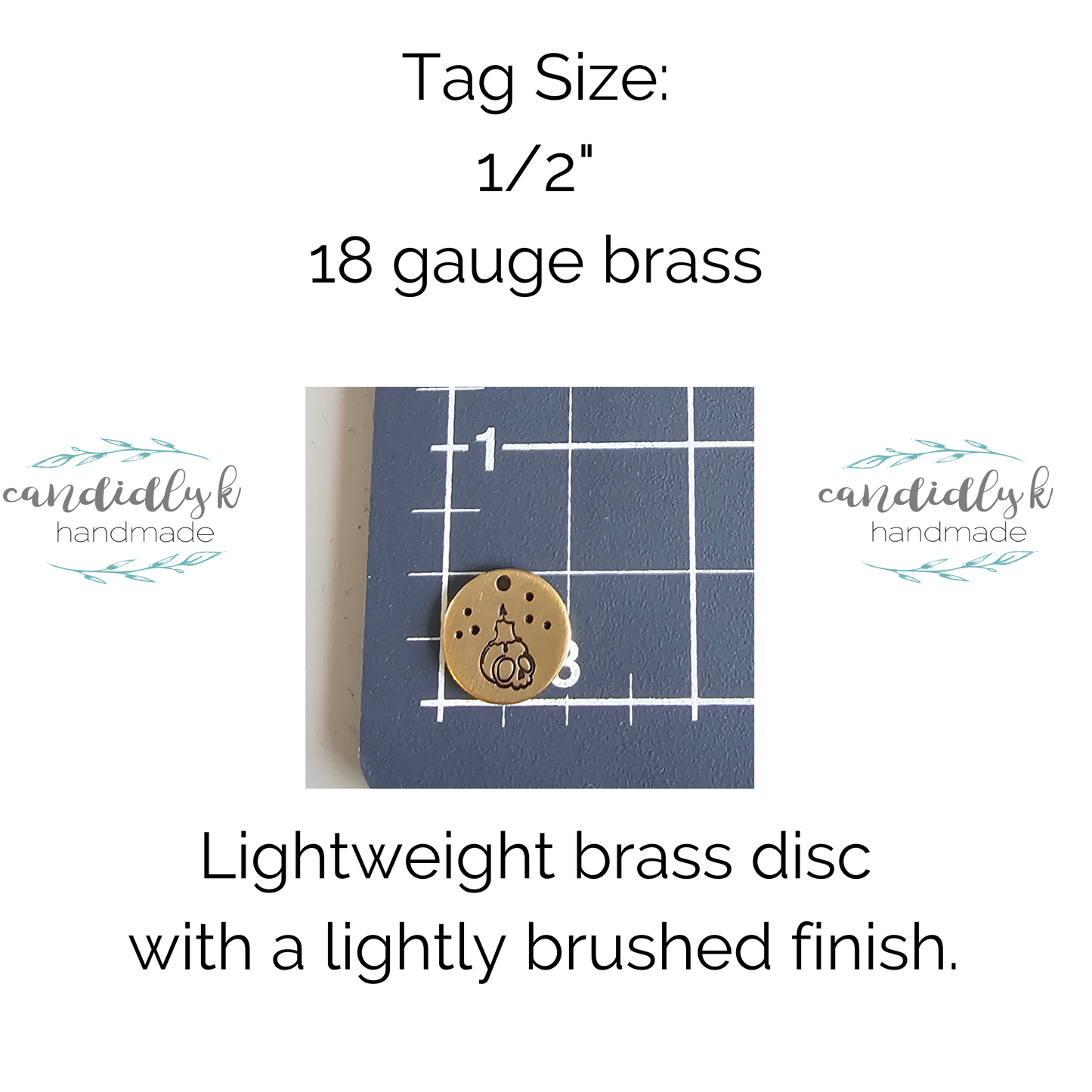 Lil Spookies Tiny Brass Disc Necklace with Spooky Designs