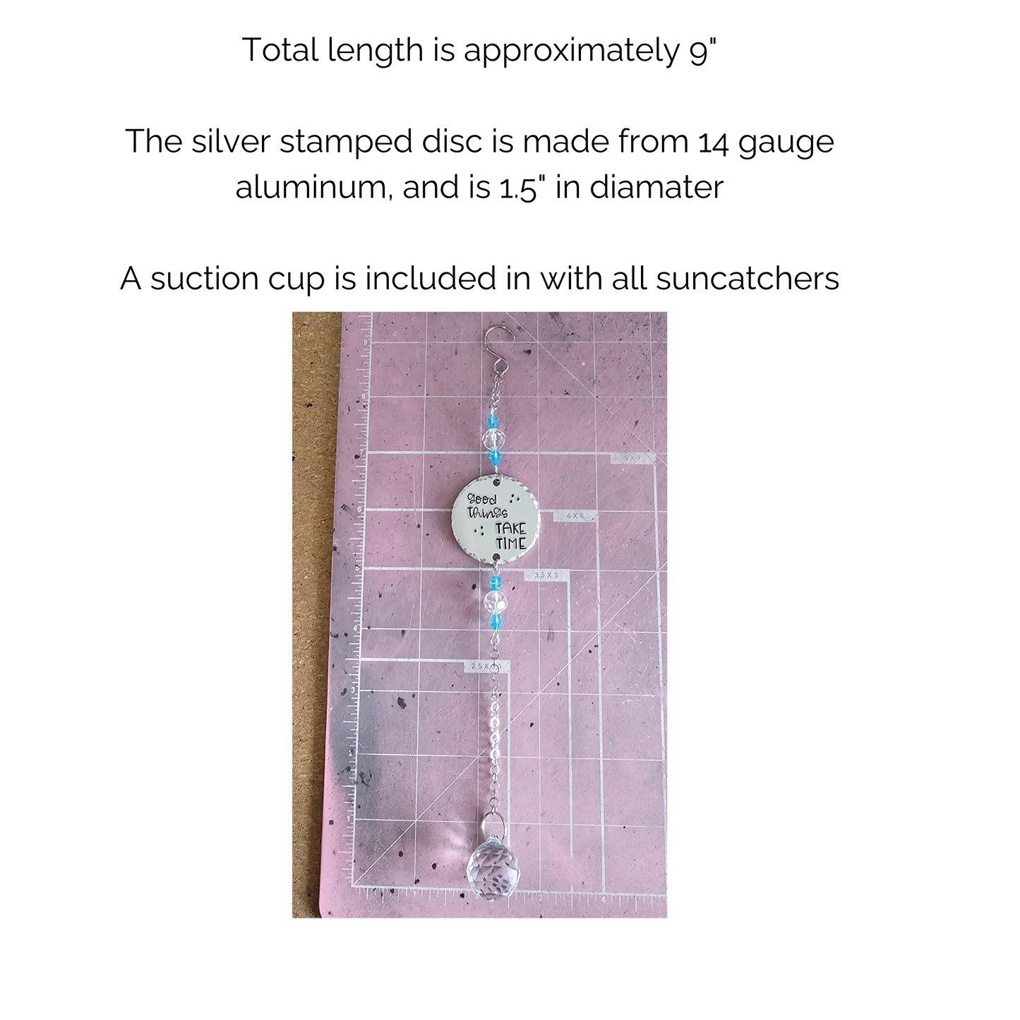 Crystal Suncatcher with Hand Stamped Charm, Cute Bedroom Decor For Teen Girls, Know your Worth, You Can Do Hard Things