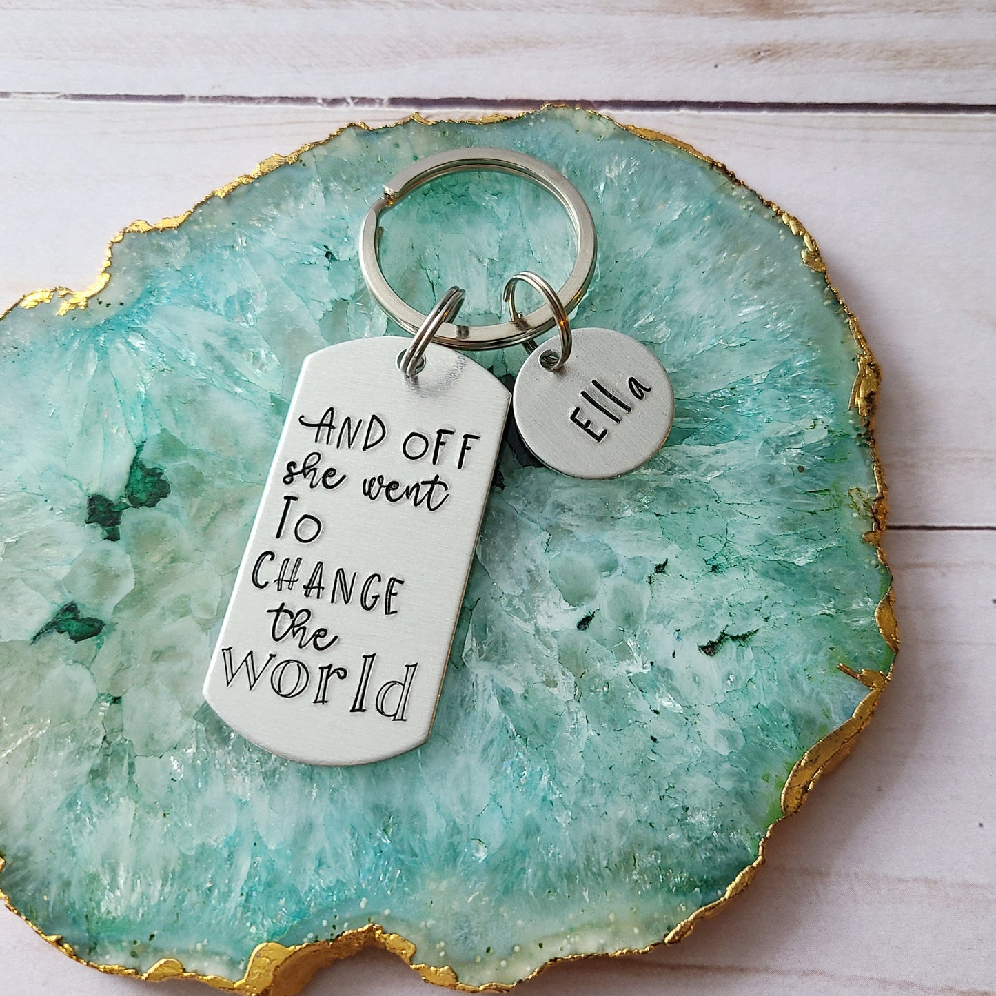 And Off She Went To Change The World Keychain Personalized Graduation Gifts 2025, Graduation Gift for Her, High School Graduation, College Graduate