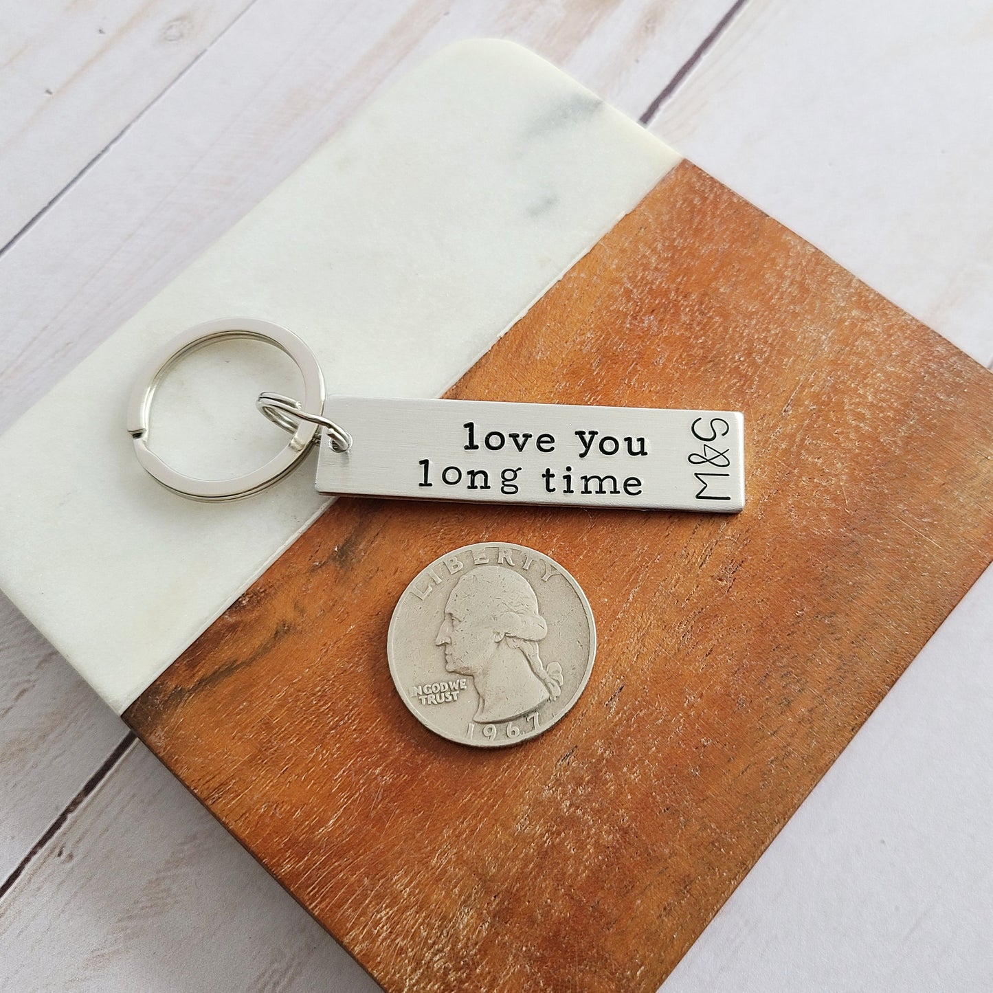 Love You Long Time - Couples Initials Keychain