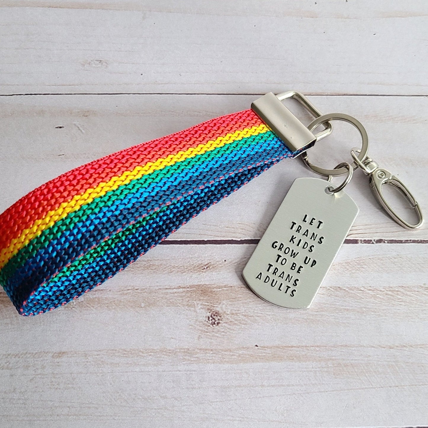 Rainbow Wristlet Let Trans Kids Become Trans Adults Keychain