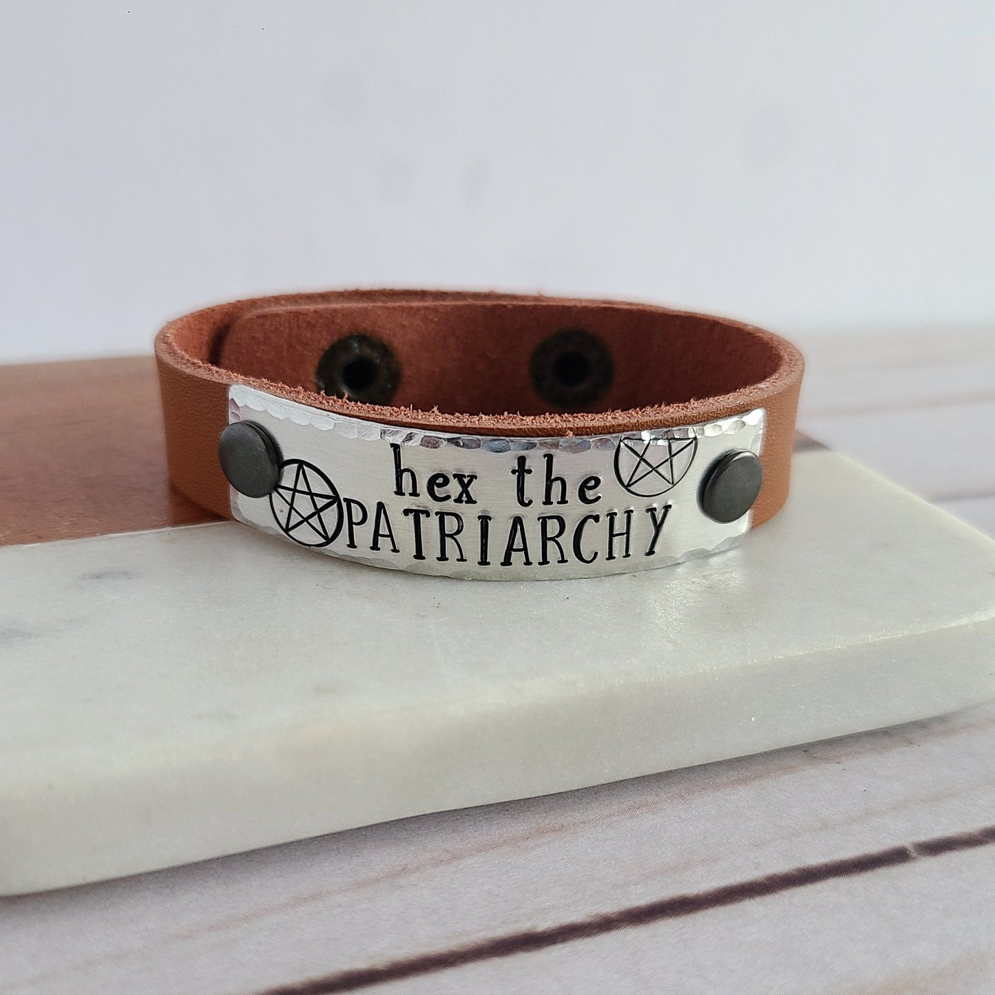 Hex The Patriarchy Leather Cuff Bracelet - Choose Your Color Leather