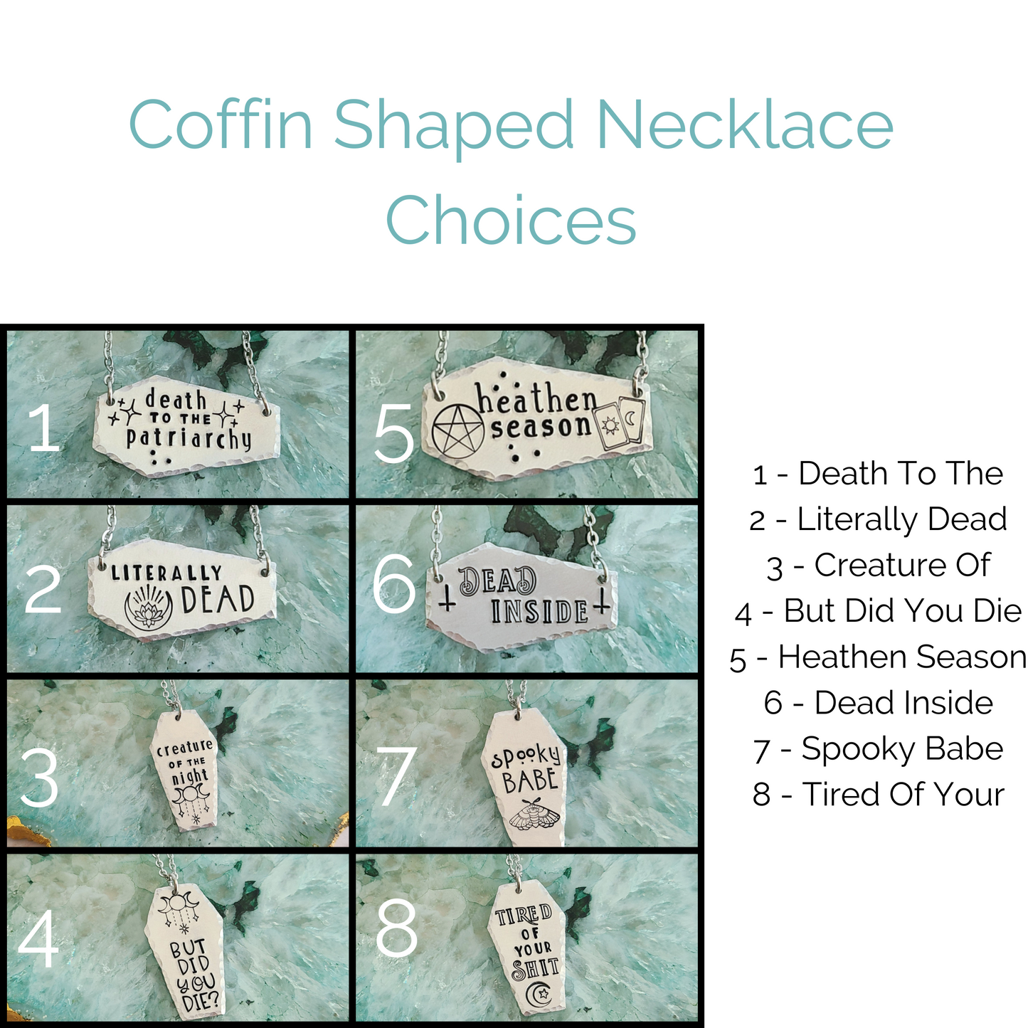 Multiple Options Coffin Shaped Spooky Halloween Necklaces