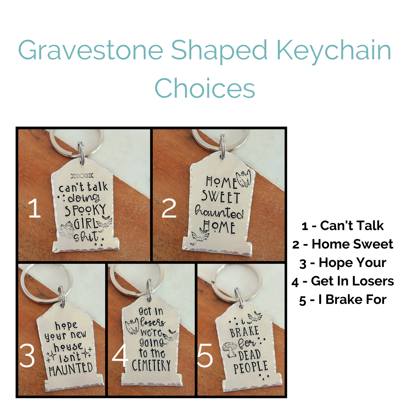 Multiple Options Gravestone Shaped Spooky Halloween Keychains