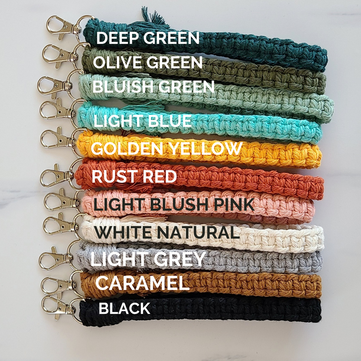 Flat Macrame Wristlet Keychain with Fringe