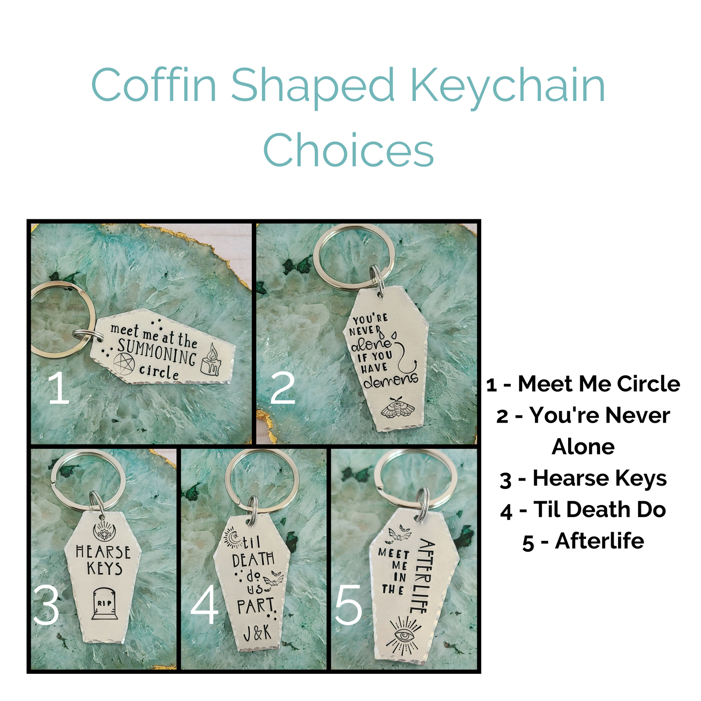Multiple Options Coffin Shaped Spooky Halloween Keychains