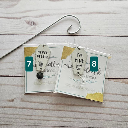 Hand Stamped Spooky Plant Charms with Crystals - Ready to Ship - One of a Kind
