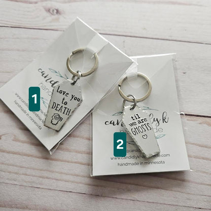 Hand Stamped Spooky Keychains - Ready to Ship Spooky Gifts - One of a Kind