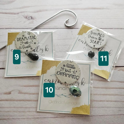 Hand Stamped Spooky Plant Charms with Crystals - Ready to Ship - One of a Kind