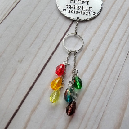 Rainbow Bridge Pet Memorial Suncatcher, Unique Pet Sympathy Gift, Pet Remembrance Ornament, Loss of Dog or Cat, Forever In My Heart with Pets Name, Crystal Dog Gifts