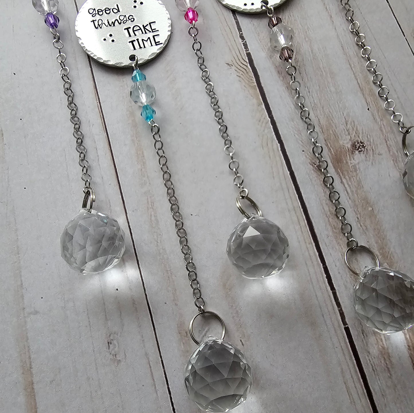 Crystal Suncatcher with Hand Stamped Charm, Cute Bedroom Decor For Teen Girls, Know your Worth, You Can Do Hard Things