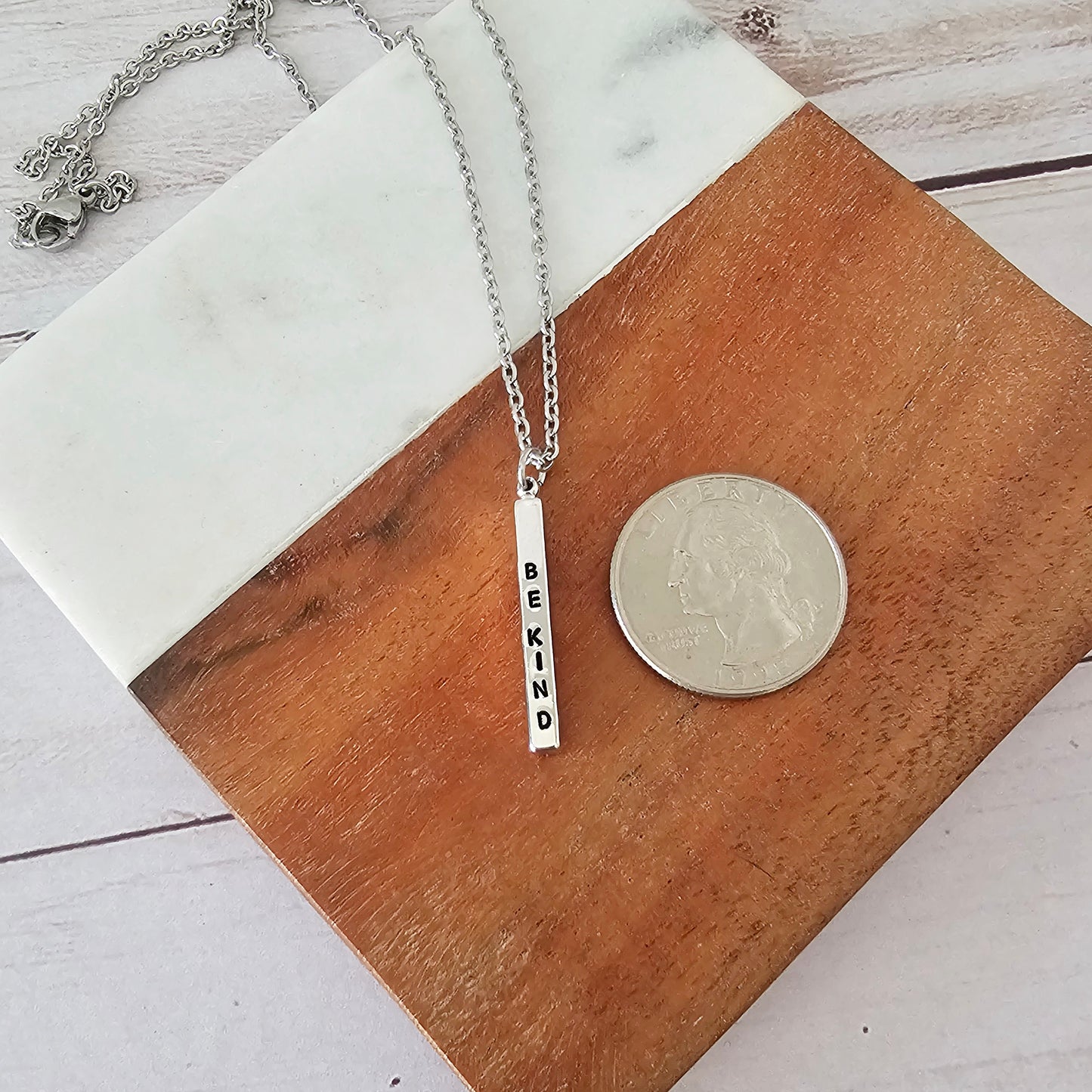 Silver Be Kind/F Off Double Sided Necklace