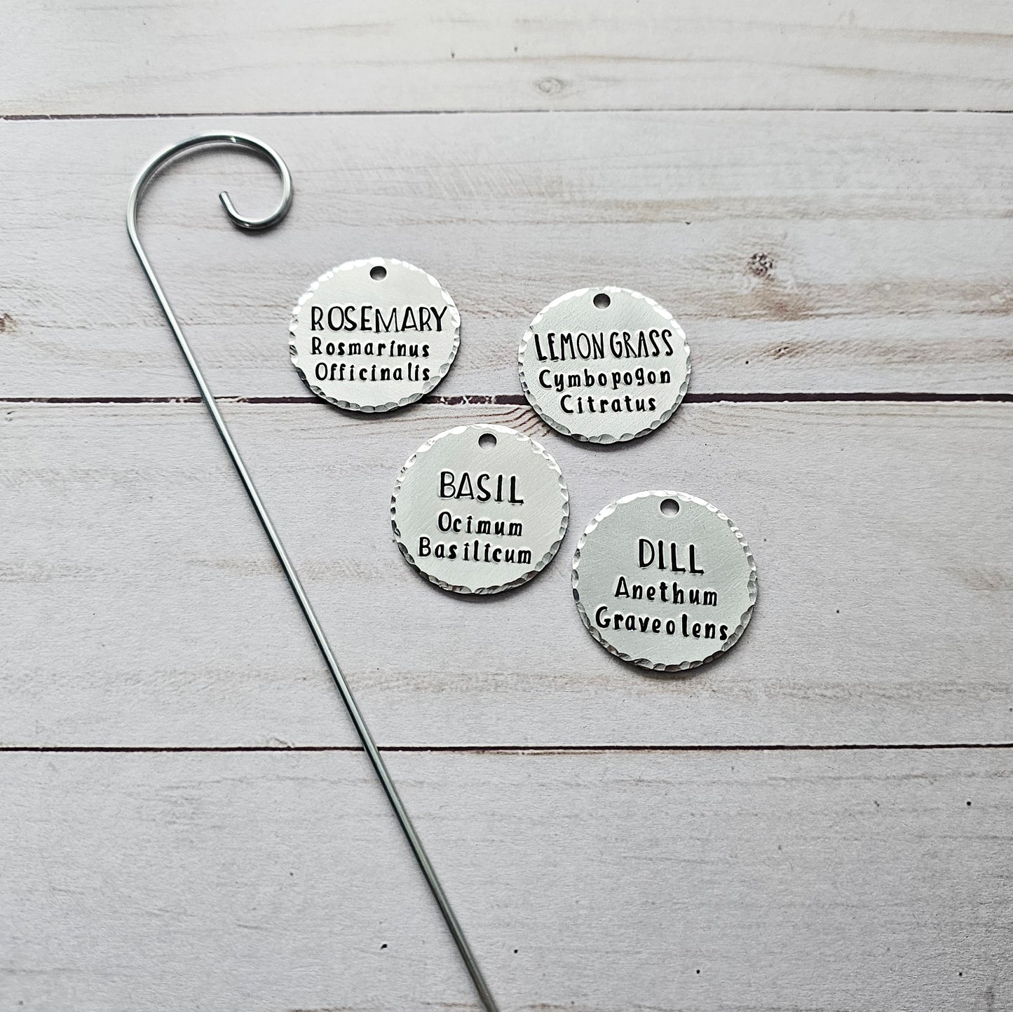 Herb Marker Garden Stakes Set of 4, Hand Stamped Plant Markers