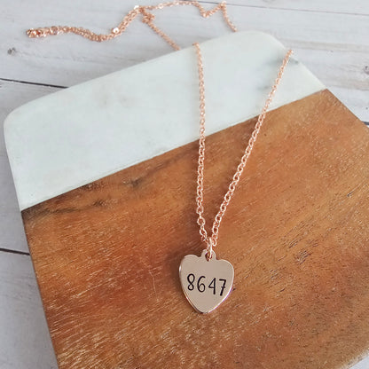Tiny 8647 Heart Shaped Necklace, Handstamped Anti Trump Jewelry, Antifa Pendant