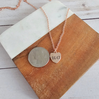 Tiny 8647 Heart Shaped Necklace, Handstamped Anti Trump Jewelry, Antifa Pendant