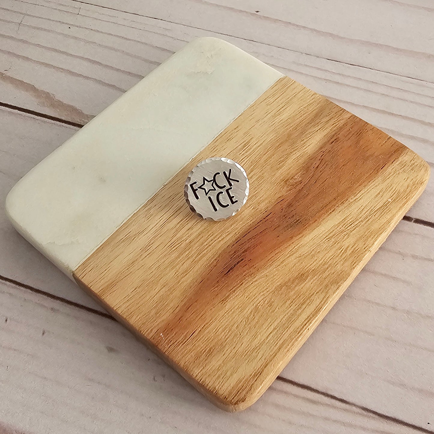 FCK ICE Round Pin, Hand Stamped Resist Pin