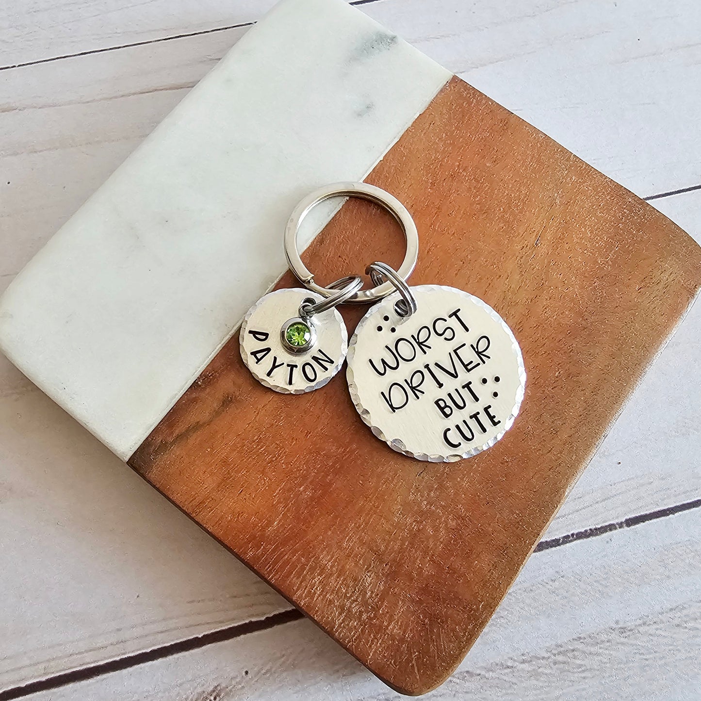 Worst Driver But Cute Keychain, Funny Sweet 16 Gift for Daughter, New Driver Key Chain