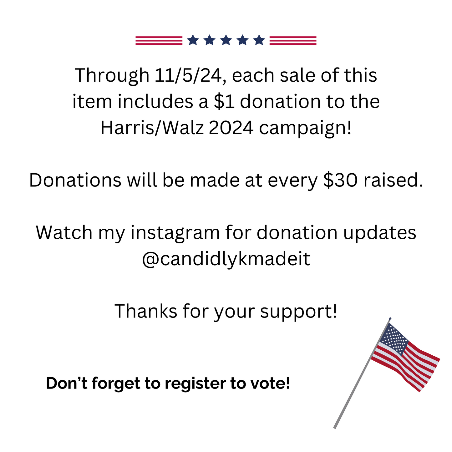 Vote Comma La Necklace, Handstamped Vote Jewelry, 2024 Presidential Election Accessories, Democratic Blue Wave