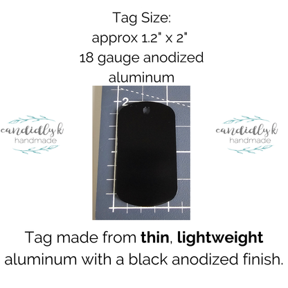 Support Queer Kids Black Dog Tag Keychain, Handstamped Lightweight Key Chain