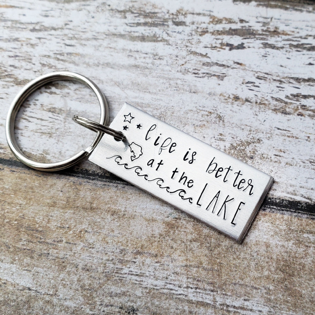 Handstamped Lake Life Keychain