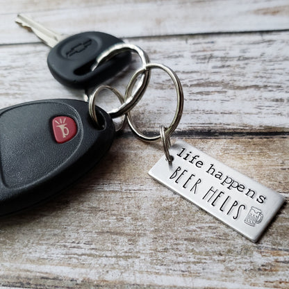 Life Happens Beer Helps Keychain