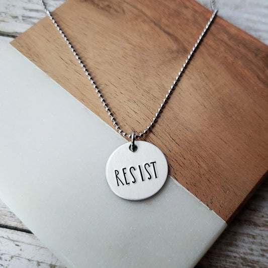 Resist Hand Stamped Necklace