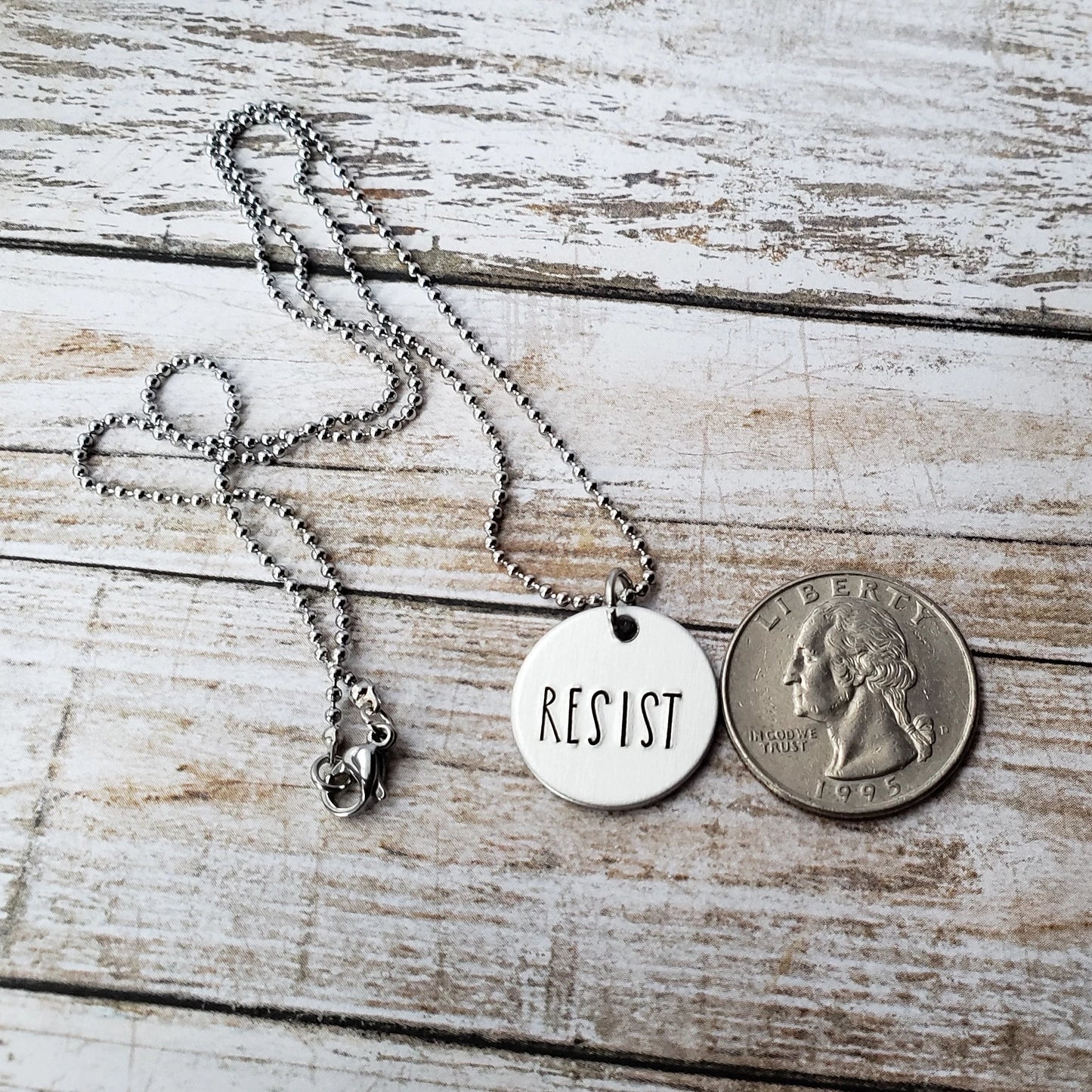 Resist Hand Stamped Necklace