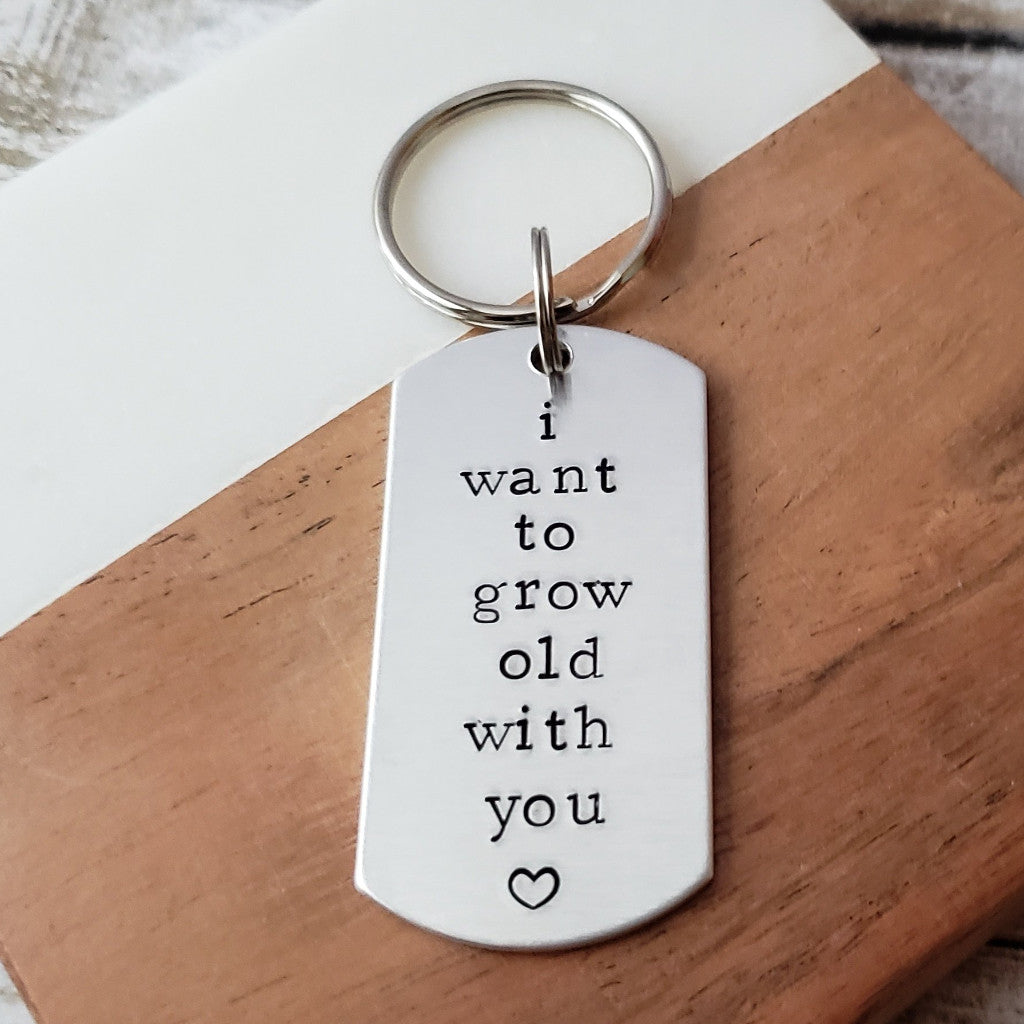 Boyfriend Gift, Husband Key Chain, Grow Old With Me, Stocking Stuffers
