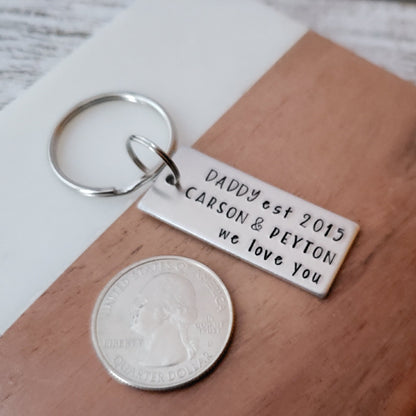 Daddy est Keychain with Kid's Names
