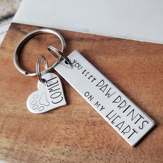 You Left Paw Prints On My Heart Pet Memorial Keychain