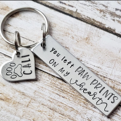 You Left Paw Prints On My Heart Keychain