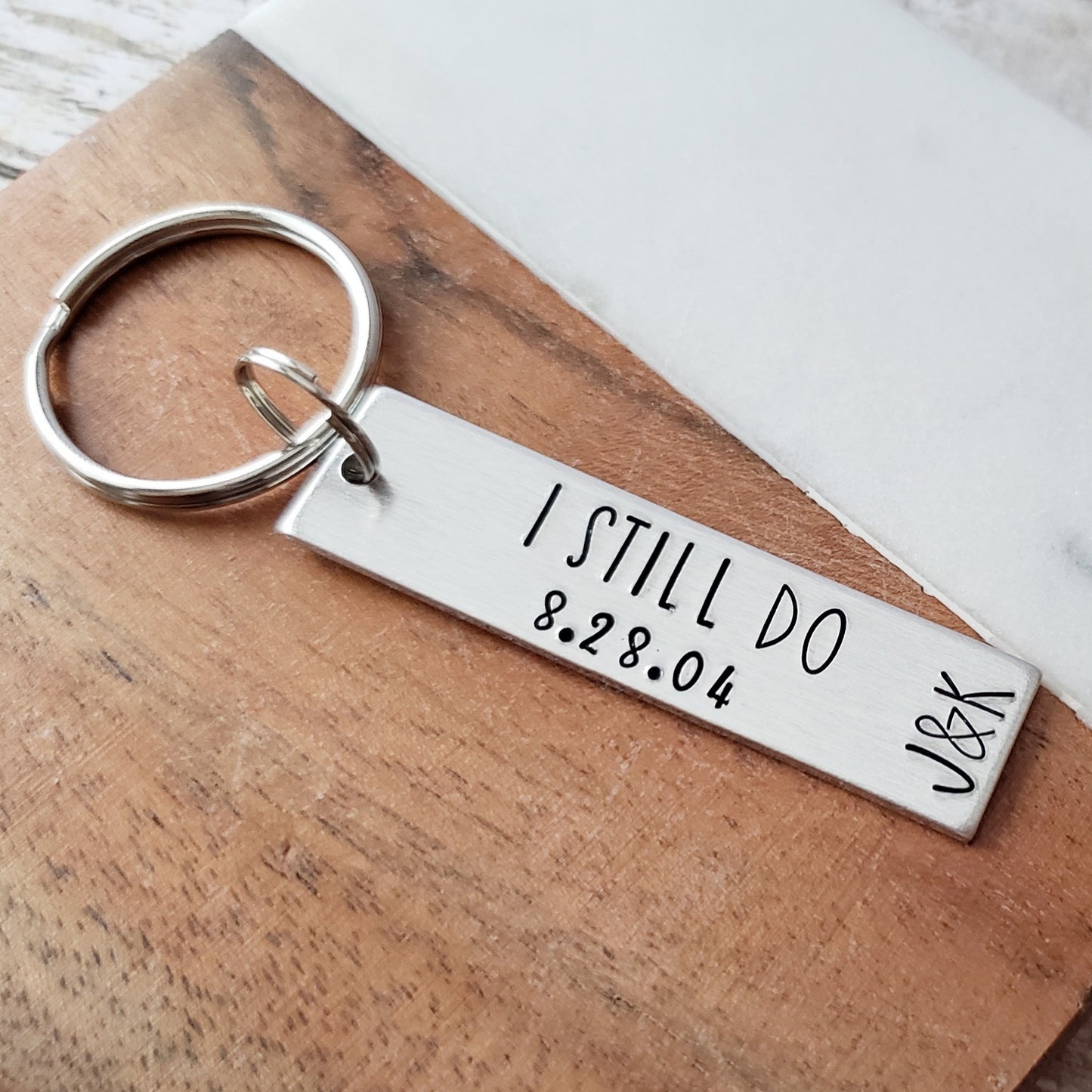 I Still Do Customizable Anniversary Keychain, Silver Anniversary Gift for Husband