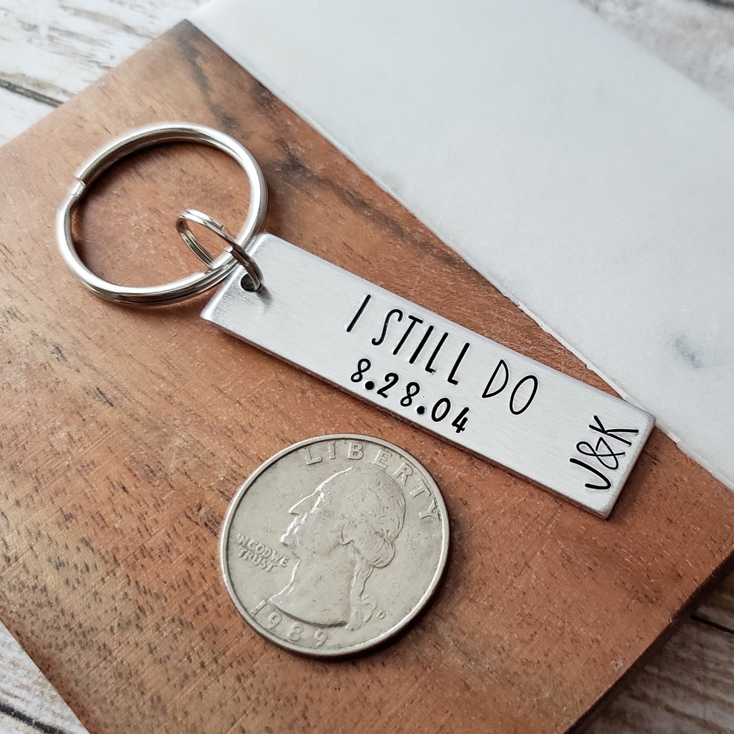 I Still Do Customizable Anniversary Keychain, Silver Anniversary Gift for Husband