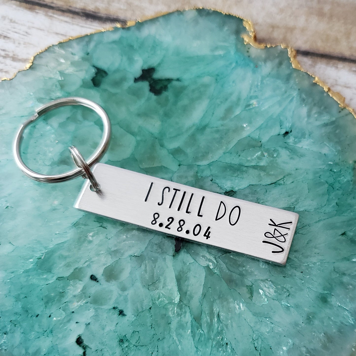 I Still Do Customizable Anniversary Keychain, Silver Anniversary Gift for Husband