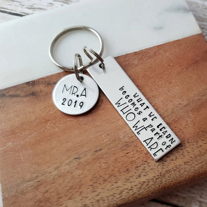 Keychain for Teacher - What We Learn Becomes A Part
