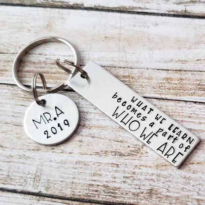 Keychain for Teacher - What We Learn Becomes A Part