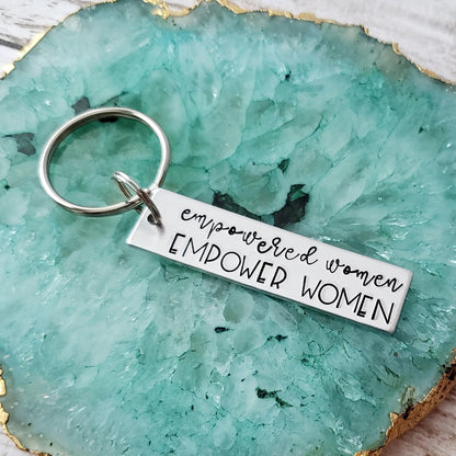 Empowered Women Empower Women Keychain, Handstamped Keychain for Coworker, Encouraging Gifts for Her