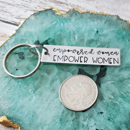Empowered Women Empower Women Keychain, Handstamped Keychain for Coworker, Encouraging Gifts for Her