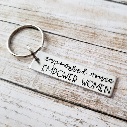 Empowered Women Empower Women Keychain, Handstamped Keychain for Coworker, Encouraging Gifts for Her