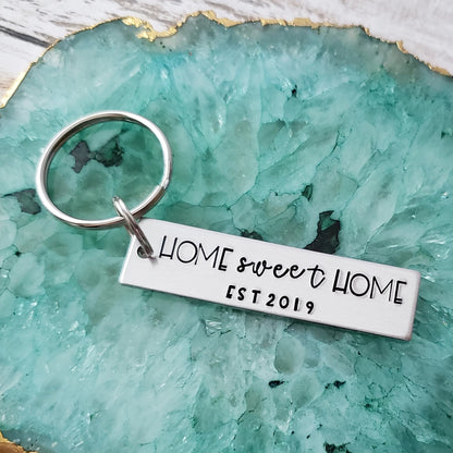 Home Sweet Home With Year Established Keychain