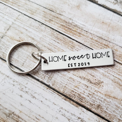 Home Sweet Home With Year Established Keychain