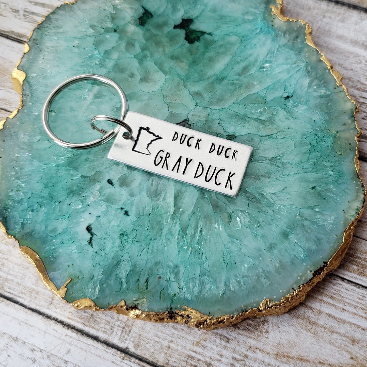 Duck Duck Gray Duck Minnesota Keychain, Funny MN Humor Gifts, Handmade in Minnesota