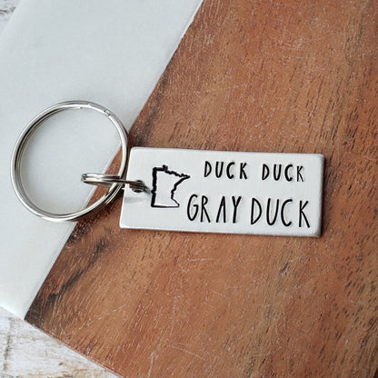 Duck Duck Gray Duck Minnesota Keychain, Funny MN Humor Gifts, Handmade in Minnesota